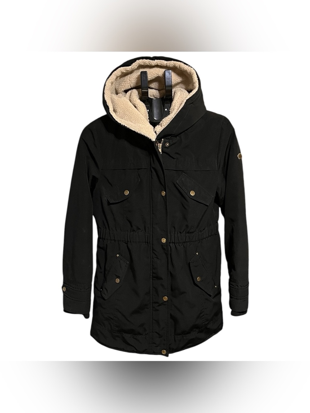Koolaburra by UGG Black Parka with Cream Sherpa Hood Lining.